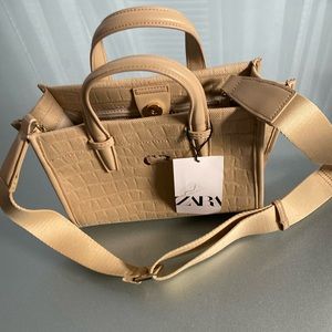 Zara Fabric Mini Tote bag In The Color Beige